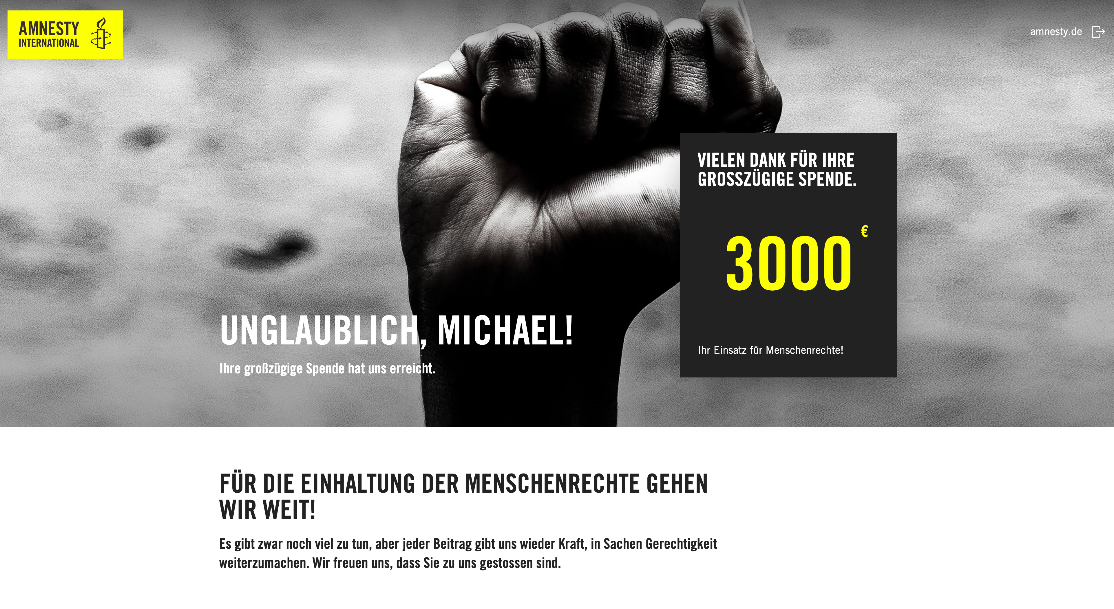 Show Your Colours Founder donates 3.000€ to Amnesty International